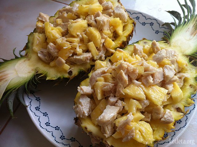 Салат из ананасов курицы и шампиньонов рецепт с Салат из ананасов курицы и шампиньонов рецепт с