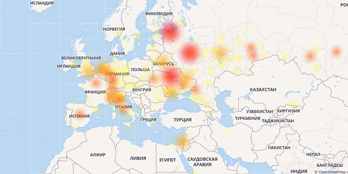 Карта сбоев ютуб сегодня