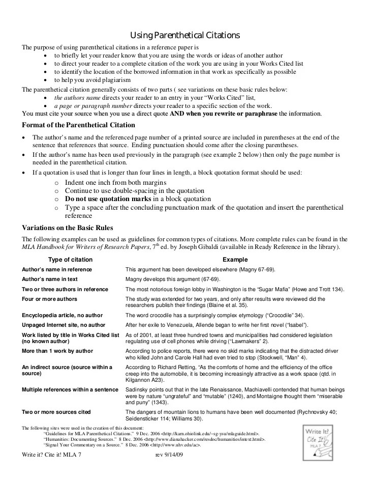 Mla essay citation