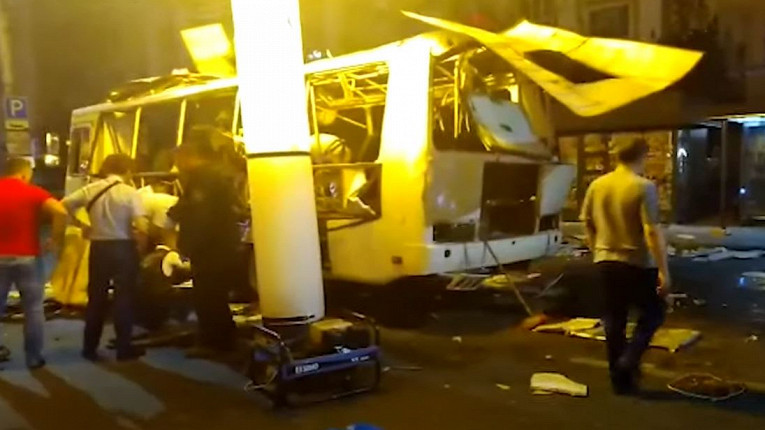Опубликовано видео с места взрыва автобуса в Воронеже