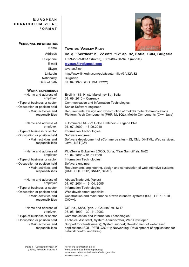 resume sample personal information