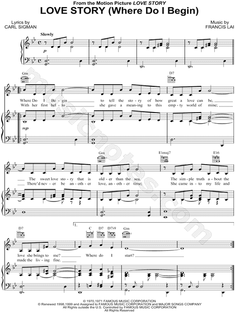 LOVE STORY CHORDS by Andy Williams @ Ultimate-GuitarCom