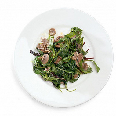 Рецепт Жареные салатные листья из смеси «Афиша–Еда» с шампиньонами