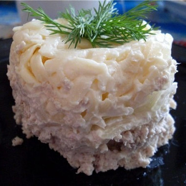 Рецепт Слоеный мясной салат с луком