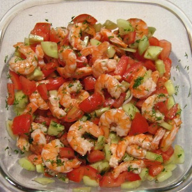 Рецепт Овощной салат с креветками