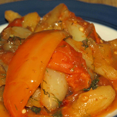 Рецепт Жареный болгарский перец с помидорами