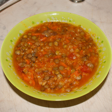 Рецепт Чечевичный суп с томатами