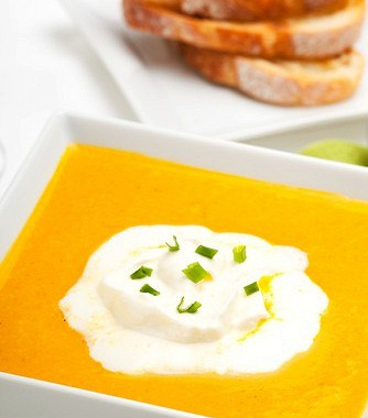 Рецепт Тыквенный суп с кумином и сырными тостами