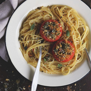 Рецепт Спагетти с фаршированными томатами