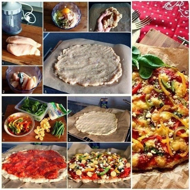 Фото рецепт Куриное филе под овощами и сыром «Спортивная пицца»