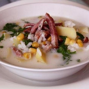 Рецепт Кукурузный суп с беконом